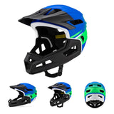 Maxbell Full Face Bike Helmet Protective Helmet Shock Absorbing Mountain Bike Helmet Blue Green