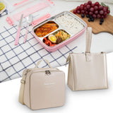 Maxbell Maxbell 2x Insulated Lunch Storage Bag Tote Food Bento Pouch for Girls School Travel White