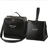 Maxbell 2x Insulated Lunch Storage Bag Tote Food Bento Pouch for Girls School Travel Black