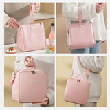 Maxbell Insulated Lunch Storage Bag Portable Tote Bento Pouch for Fishing Adults Girls Pink