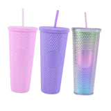 Maxbell Water Bottle with Straw 710ml Leakproof Double Layer Drink Bottle with Lid Light Purple