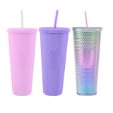 Maxbell Water Bottle with Straw 710ml Leakproof Double Layer Drink Bottle with Lid Light Purple