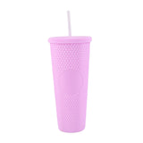 Maxbell Water Bottle with Straw 710ml Leakproof Double Layer Drink Bottle with Lid Light Purple