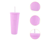 Maxbell Water Bottle with Straw 710ml Leakproof Double Layer Drink Bottle with Lid Light Purple