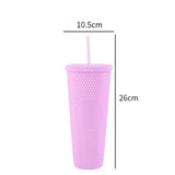 Maxbell Water Bottle with Straw 710ml Leakproof Double Layer Drink Bottle with Lid Light Purple