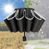 Maxbell Folding Umbrella Windproof Lightweight Personal Umbrellas Sun Rain Umbrellas Black