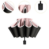 Maxbell Folding Umbrella Windproof Lightweight Personal Umbrellas Sun Rain Umbrellas Pink