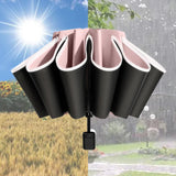 Maxbell Folding Umbrella Windproof Lightweight Personal Umbrellas Sun Rain Umbrellas Pink