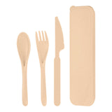 Maxbell Camping Slice Spoon Fork Set Camping Cutlery Set for Restaurant Hiking Hotel Beige