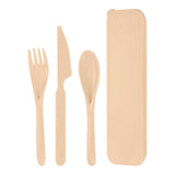 Maxbell Camping Slice Spoon Fork Set Camping Cutlery Set for Restaurant Hiking Hotel Beige