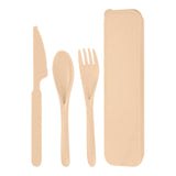 Maxbell Camping Slice Spoon Fork Set Camping Cutlery Set for Restaurant Hiking Hotel Beige