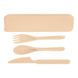 Maxbell Camping Slice Spoon Fork Set Camping Cutlery Set for Restaurant Hiking Hotel Beige