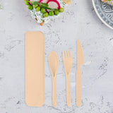 Maxbell Camping Slice Spoon Fork Set Camping Cutlery Set for Restaurant Hiking Hotel Beige