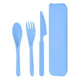 Maxbell Camping Slice Spoon Fork Set Camping Cutlery Set for Restaurant Hiking Hotel Light Blue