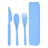 Maxbell Camping Slice Spoon Fork Set Camping Cutlery Set for Restaurant Hiking Hotel Light Blue