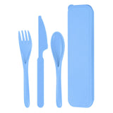 Maxbell Camping Slice Spoon Fork Set Camping Cutlery Set for Restaurant Hiking Hotel Light Blue