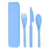 Maxbell Camping Slice Spoon Fork Set Camping Cutlery Set for Restaurant Hiking Hotel Light Blue