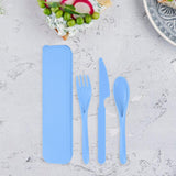 Maxbell Camping Slice Spoon Fork Set Camping Cutlery Set for Restaurant Hiking Hotel Light Blue