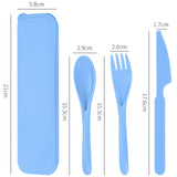 Maxbell Camping Slice Spoon Fork Set Camping Cutlery Set for Restaurant Hiking Hotel Light Blue