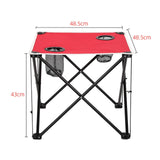 Maxbell Folding Table Compact Table Portable Iron for 2 People for Beach Camping BBQ red