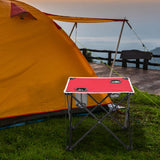 Maxbell Folding Table Compact Table Portable Iron for 2 People for Beach Camping BBQ red