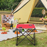 Maxbell Folding Table Compact Table Portable Iron for 2 People for Beach Camping BBQ red
