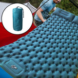 Maxbell Camping Sleeping Pad with Pillow Inflatable Sleeping Mat for Camping Outdoor Peacock Blue