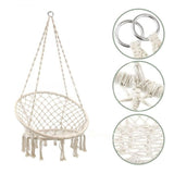 Maxbell Patio Swing Chair Tasseled Hanging Basket Chair for Backyard Apartment Beach