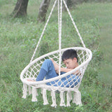 Maxbell Patio Swing Chair Tasseled Hanging Basket Chair for Backyard Apartment Beach