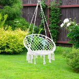 Maxbell Patio Swing Chair Tasseled Hanging Basket Chair for Backyard Apartment Beach