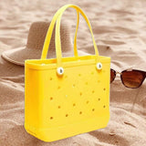 Maxbell Hole Bag with Hole Storage Bag Washable Beach Pack for Pool Shopping Outdoor Yellow