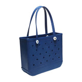 Maxbell Hole Bag with Hole Storage Bag Washable Beach Pack for Pool Shopping Outdoor Navy blue