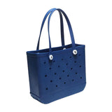 Maxbell Hole Bag with Hole Storage Bag Washable Beach Pack for Pool Shopping Outdoor Navy blue