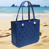 Maxbell Hole Bag with Hole Storage Bag Washable Beach Pack for Pool Shopping Outdoor Navy blue