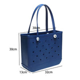 Maxbell Hole Bag with Hole Storage Bag Washable Beach Pack for Pool Shopping Outdoor Navy blue