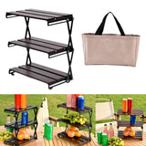 Maxbell Camping Folding Storage Rack Foldable Plant Display Shelf for Barbecues Home Type A
