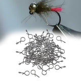 Maxbell 100Pcs Fly Fishing Snap for Freshwater Saltwater Fly Hook Snap No Knot Snaps S