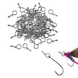 Maxbell 100Pcs Fly Fishing Snap for Freshwater Saltwater Fly Hook Snap No Knot Snaps S