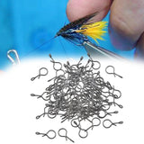 Maxbell 100Pcs Fly Fishing Snap for Freshwater Saltwater Fly Hook Snap No Knot Snaps L
