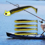 Maxbell Fishing Baits Silicone Trolling Baits Artificial Baits for Carp Salmon Perch Black Yellow