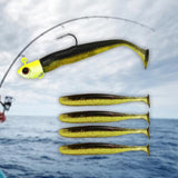 Maxbell Fishing Baits Silicone Trolling Baits Artificial Baits for Carp Salmon Perch Black Yellow