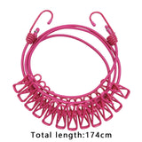 Maxbell Portable Clothesline Reusable Clothes Line Travel for Backyard Balcony Hotel Rose Red