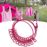 Maxbell Portable Clothesline Reusable Clothes Line Travel for Backyard Balcony Hotel Rose Red