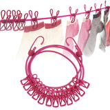 Maxbell Portable Clothesline Reusable Clothes Line Travel for Backyard Balcony Hotel Rose Red