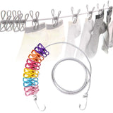 Maxbell Portable Clothesline Reusable Clothes Line Travel for Backyard Balcony Hotel Colorful