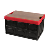 Maxbell Foldable Storage Bin with Lid with Handles Cargo Carrier Car Trunk Organizer Wooden Cover 30L