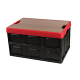 Maxbell Foldable Storage Bin with Lid with Handles Cargo Carrier Car Trunk Organizer Wooden Cover 30L