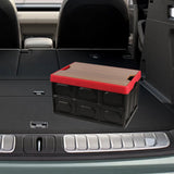 Maxbell Foldable Storage Bin with Lid with Handles Cargo Carrier Car Trunk Organizer Wooden Cover 30L