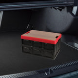Maxbell Foldable Storage Bin with Lid with Handles Cargo Carrier Car Trunk Organizer Wooden Cover 30L