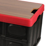 Maxbell Foldable Storage Bin with Lid with Handles Cargo Carrier Car Trunk Organizer Wooden Cover 30L